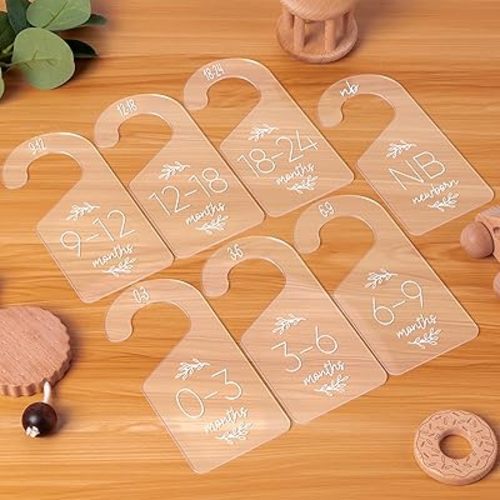 Baby Closet Dividers for Clothes Organizer - Set of 7 Clear Acrylic Baby Clothes Size Hanger Organizer from Newborn to 24 Months for Nursery Beautiful Decor