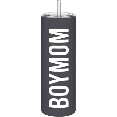 Stephan Baby Gift for Mom Matte Stainless Steel Skinny Tumbler With Straw, 20-Ounce, Boy Mom