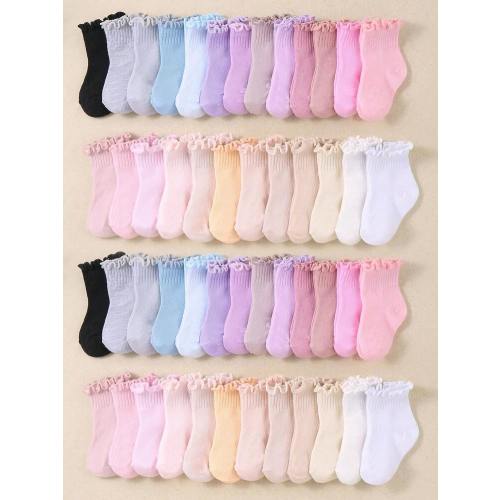 20 Pairs Ruffled Lace Elastic Baby Girl Socks, Cute Lace Short Socks Suitable For Baby Girls, All Seasons Including Newborn And Toddler, Great For Christmas/Thanksgiving Gifts, Quarter Socks | SHEIN USA