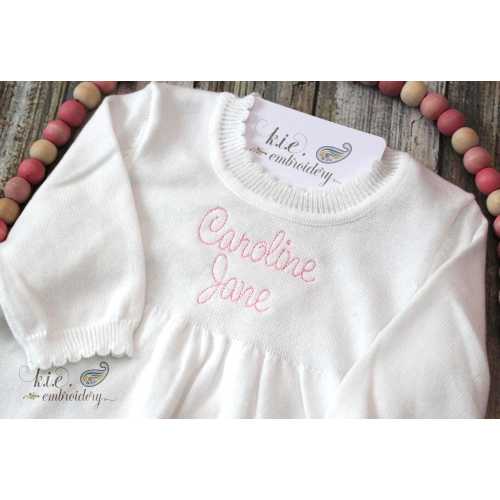 Monogrammed Knit Baby Gown: Embroidered Newborn Coming Home Outfit