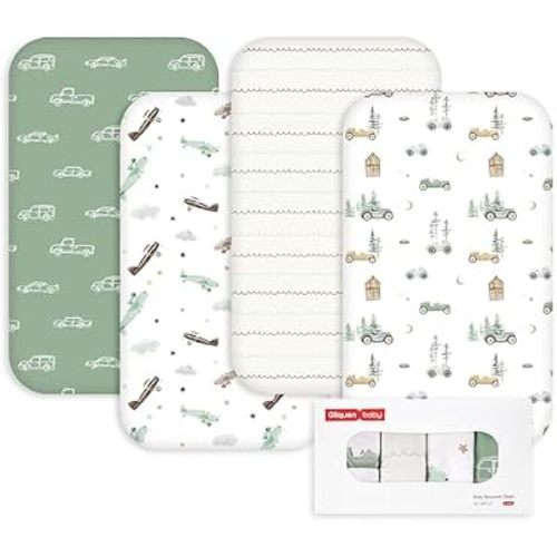 Gllquen Baby Bedside Sleeper Bassinet Sheets 33x20 Inch 4 Pack Girl Boy