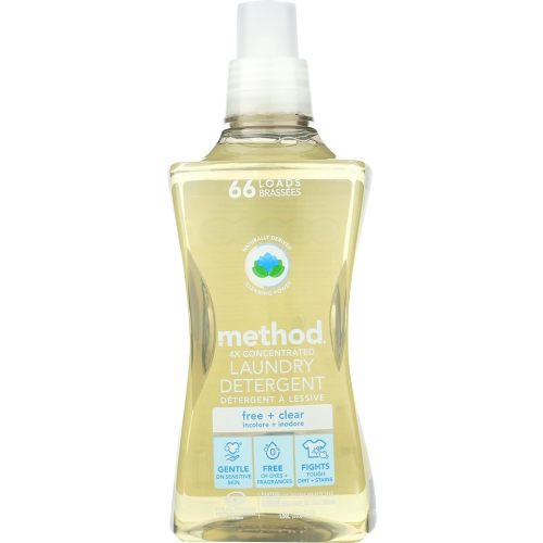 Method Liquid Laundry Detergent; Fragrance Free + Clear; Stain Remover; 66 Loads per 53.5 fl oz bottle; (Pack of 1)