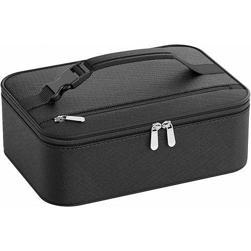 Neverwhy Small Lunch Box Insulated Lunch Bag for Women Men, Bento Kids Lunch Box, Compact Portable Thermal Meal Cooler Bags with Buckle Handle for Work & School, Black 5L