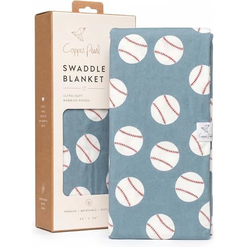 Copper Pearl Swaddle Blankets for Newborns | Soft Stretchy Receiving Blankets for Boys and Girls | Large 46 x 46 Inch Baby Blankets | Lightweight and Breathable Swaddles | Slugger
