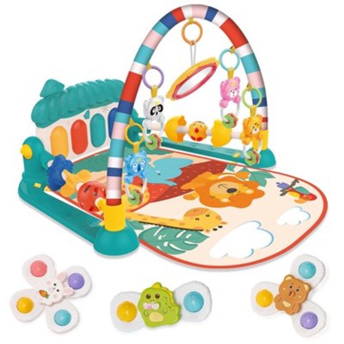 Caunedy Musical Baby Gym & Activity Mat, 5-in-1 Piano Play Mat with Detachable Toy, Play Gym Padded Mat Gift for Newborn, Infant & Toddler