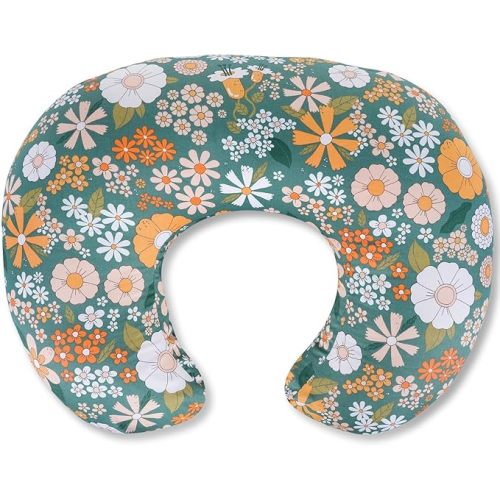 Ergonomic Nursing Pillow for Breastfeeding & Bottle Feeding, Breastfeeding Pillow to Reduce Back Neck Strain, Suitable for Breastfeeding Mom & Baby, Washable Cotton Cover(Flower Green)