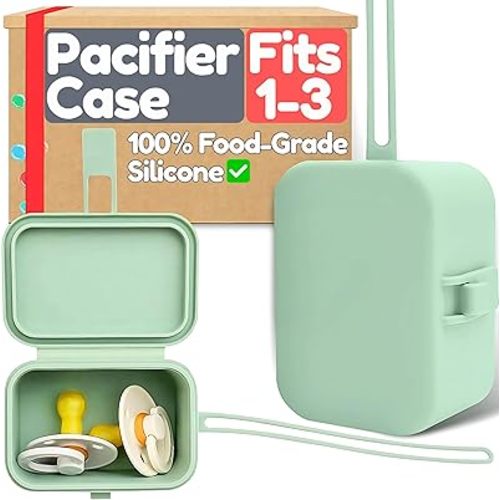 Baby Silicone Pacifier Case for Diaper Bag, Stroller or Purse | Fits 1-3 Pacifiers, Fully Sealable Closure | BPA Free, Easy to Clean One-Piece Design, Pacifier Holder Case, Binky Holder - Baby’s Aid