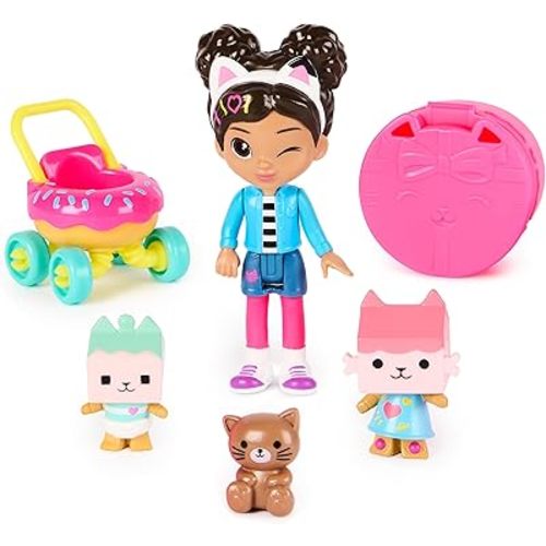 DREAMWORKS GABBY'S DOLLHOUSE, Kitty Care Figure Set with Gabby, Baby Box, Baby Benny Box, Surprise Toys & Dollhouse Accessories, Kids Toys for Girls & Boys 3+