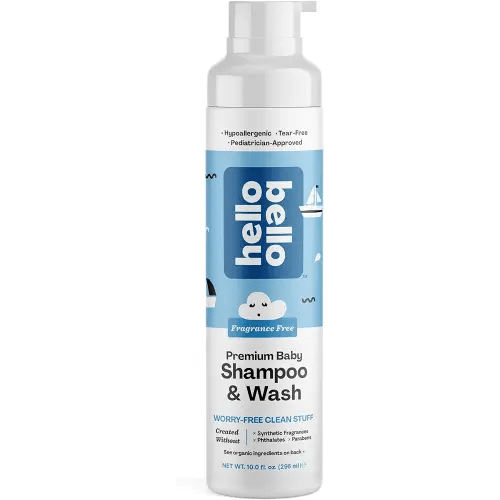 Hello Bello Shampoo & Body Wash - Gentle Hypoallergenic Tear-Free Formula for Babies and Kids - Vegan and Cruelty-Free - Fragrance Free - 10 fl oz