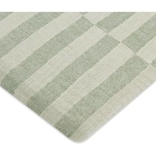 Babyletto Muslin Baby Bassinet Sheets for Girls & Boys - GOTS Certified Breathable Organic Cotton Cover - 360° Fitted, Premium, Soft & Cozy Rectangle Bedside Bassinet Sheets, Moss Green Offset Stripe