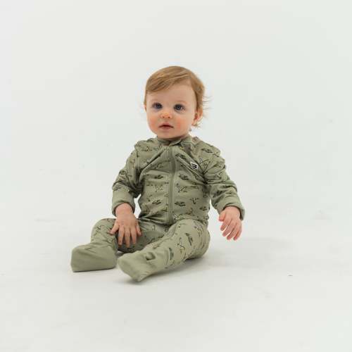 3-6 M | Flying Ducks Baby Zip Up - Green | Hunting Gift | BURLEBO