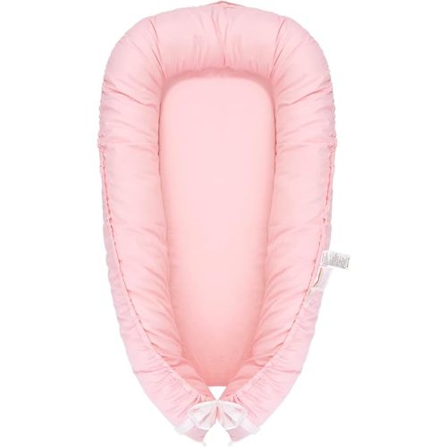 Baby Lounger, Infant Nest Cover, Newborn Lounger Cover Co Sleeper for Baby 0-24 Months, 100% Cotton Breathable Cosleeper for Baby in Bed, Soft Baby Essentials Gifts, Machine Washable (Pink)