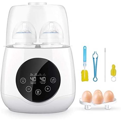 Baby Bottle Warmer, EIVOTOR Bottle Steam 6-in-1 Double Bottle Baby Food Heater for Evenly Warm Breast Milk or Formula, LED Panel Control Real-time Display, BPA Free