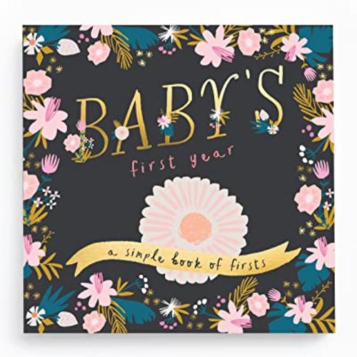 Lucy Darling Golden Blossom Baby Memory Book – First Year Journal, 5-Year Milestone Scrapbook & Photo Album – Floral Keepsake for Baby Girls – Thoughtful Memory Book, Mom Gift