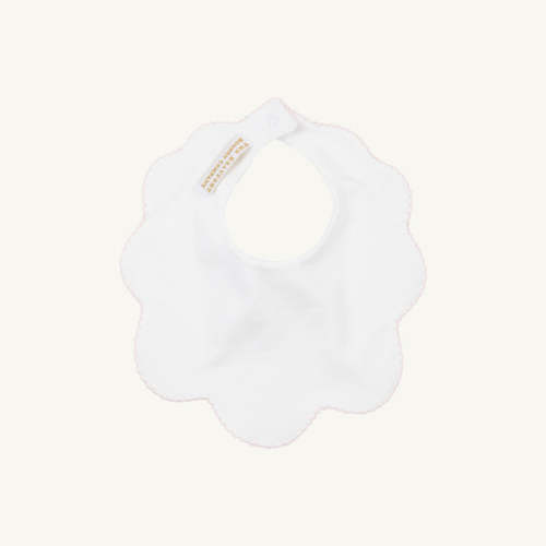 Bellyful Bib - Worth Avenue White with Palm Beach Pink Picot Trim