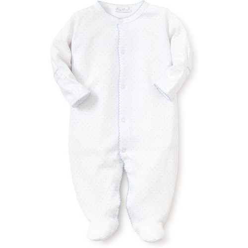 kissy kissy Baby Boys New Kissy Dots Print Snap Front Footie Pajamas, White/Light Blue, Newborn