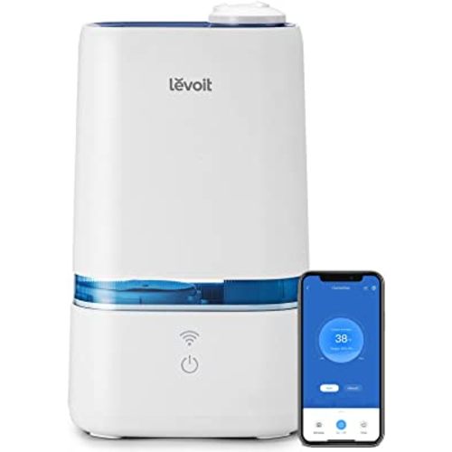 LEVOIT 4L Smart Cool Mist Humidifier for Home Bedroom with Essential Oils, Customize Humidity for Baby & Plants, APP & Voice Control, Schedule, Timer, Last up to 40Hrs, Whisper Quiet, Handle Design