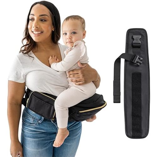 Tushbaby Black & Gold Hip Seat Carrier with Black Waist Band Extender