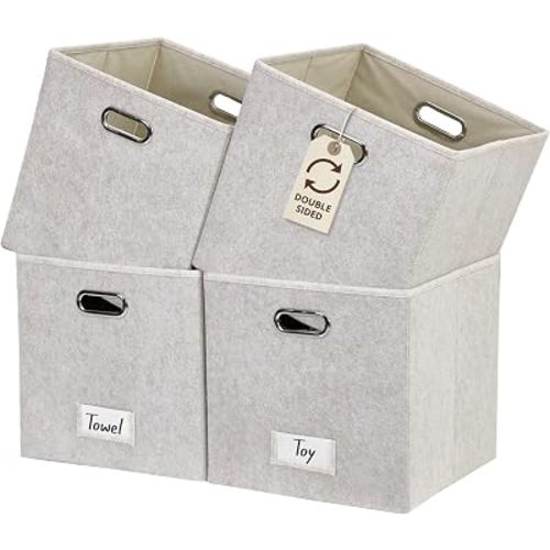DECOMOMO Felt Storage Bins, 13 inch Cube Storage Bin with Labels