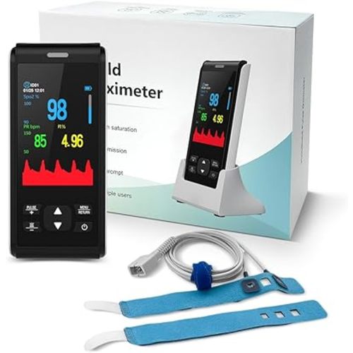 Pulse Oximeter Fingertip Infant Pulse Oximeter for Kids Overnight Continuous Pulse Oximeter Rechargeable Baby Oxygen Monitor Handheld Pulse Ox for SpO2 and Pulse Rate Continuous Baby Monitoring