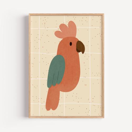 Parrot Print: Tropical Bird Wall Art, Nursery Decor (Unframed)
