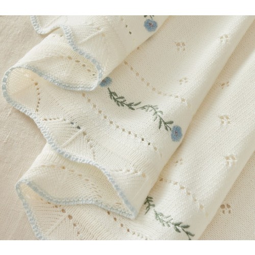 Aerin Floral Embroidered Pointelle Baby Blanket