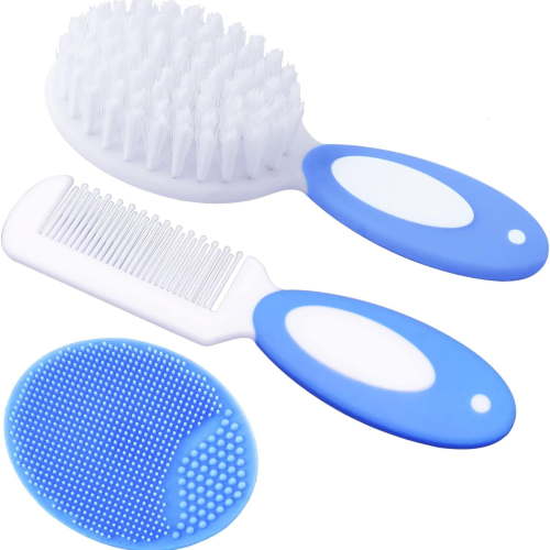 Baby Hair Brush, Cradle Cap Brush, Baby Hair Comb, Baby Hair Brush and Comb Set for Newborns & Toddlers, Baby Brush Soft Bristles, Ideal for Cradle Cap, Perfect Baby Registry Gift (Pink)