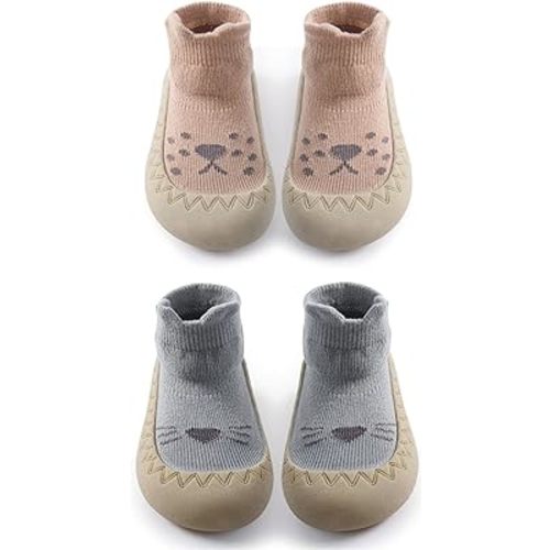 Baby Toddler Non-skid Sock Shoes Non Slip Floor Slipper for Boys Girls First Walking 2 Pairs (Style2, toddler, 6_months, age_range, us_footwear_size_system, 12_months, medium)