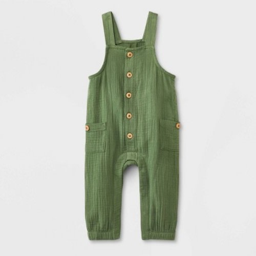 Baby Boys' Dungarees Striped Romper - Cat & Jack™ Green, Size: 18M