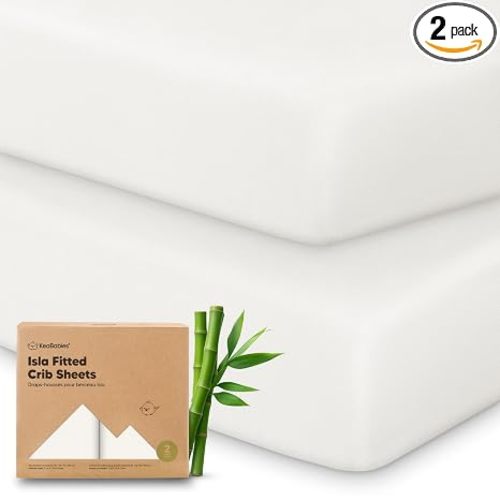 KeaBabies 2pk Baby Crib Sheets for Boys Girls, 52x28 Fitted (Soft White)