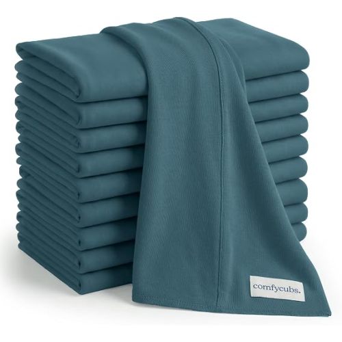 Comfy Cubs Baby Burp Cloths Set (Pack of 10) - Large, 6-Layer, Ultra Absorbent 100% Cotton for Infant Spit-Up, Drool, and Messes - Soft, Gentle, Thoughtful New Born Baby Gifts, Neptune