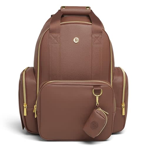 Huggies Unisex-adult Signature Hug Pack Diaper Backpack, Cognac Leather, One Size