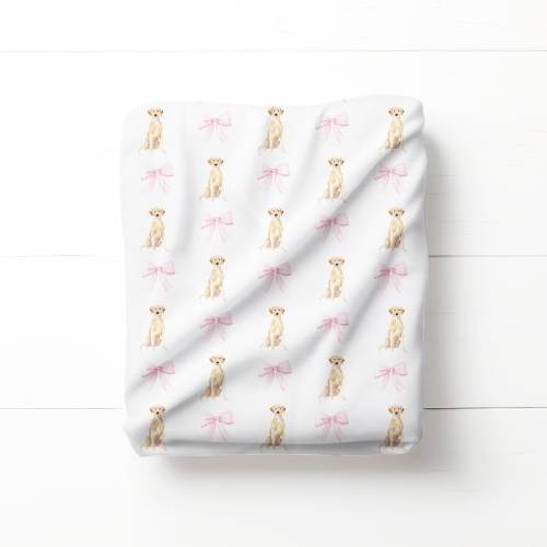 Yellow Lab Baby Swaddle Blanket, Baby Gift, Dog Nursery, Puppy Nursery, Yellow Lab Kids Bedding, Dog Mom Gifts, Bird Dog Blanket, Labrador