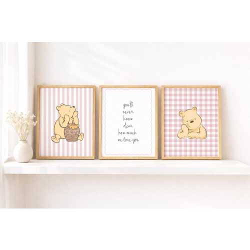 Pooh Bear Nursery Wall Art, Baby Room Decor, Set of 3 Prints Shipped, Winnie the Pooh,305