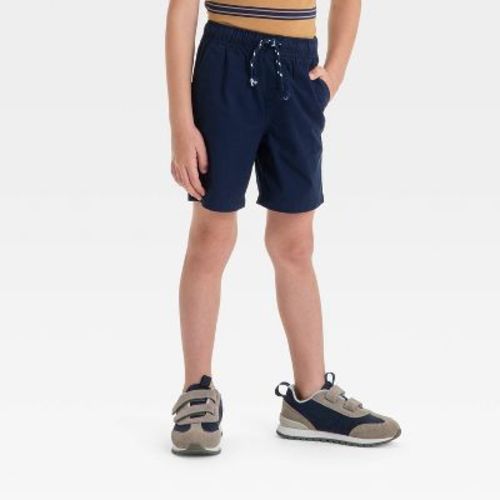 Toddler Boys' Pull-On Woven Shorts - Cat & Jack™ Navy Blue 18M: 100% Cotton, Midweight Twill, Front Drawstring