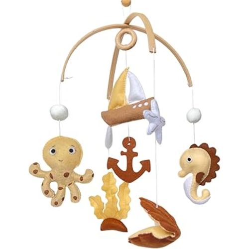 Baby Mobile, Ocean Montessori Hanging Set, Handmade Felt Under-The-Sea Nursery Decor