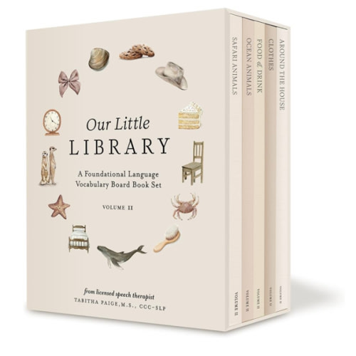Our Little Library Vol. 2: First 100 Words Board Book Box Set, including Ocean Animals, Safari Animals, Food and Drink, Clothes, and Around the House (Tabitha Paige Children's Book Series)