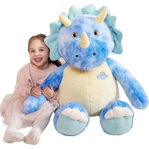 IKASA Giant Triceratops Stuffed Animal Plush Toy,30" Large Dinosaur Big Jumbo Soft Toys, Huge Size Cute Fluffy Plushy Fat Plushie,Gifts for Kids