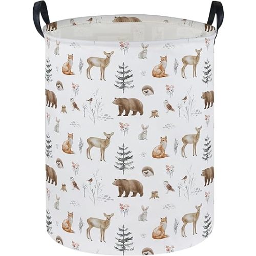 Essme Kids Laundry Basket,Animal Hamper Waterproof Storage Bin for Boys, Woodland Hamper,Gift Baskets(Woodland Animal)