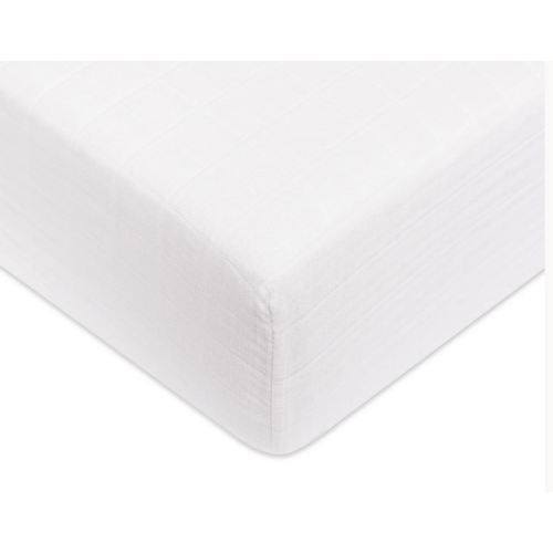 White Babyletto Crib Sheet in GOTS Certified Organic Muslin Cotton
