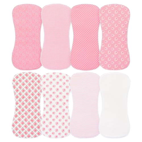 1 Set of 8pcs Pink Cute Baby Burp Cloths, Soft And Absorbent