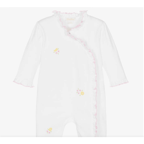 Kissy Kissy - Girls White Pima Cotton Lemon Blossoms Babygrow | Childrensalon