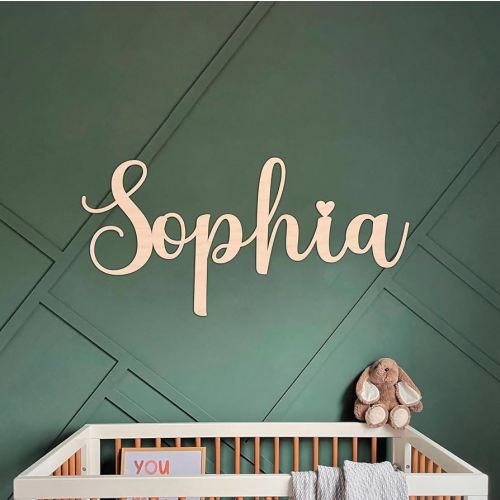 Custom Wood Name Sign For Nursery, 1/3-INCH THICKNESS, Boho Nursery Sign, Family Name Signs, 3D Wall Art for Children & Kids Rooms, Baby Shower, First birthday gift