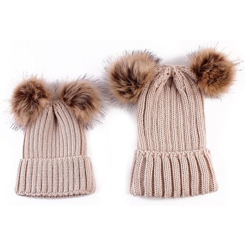 oenbopo 2PCS Parent-Child Hat Winter Warmer, Baby Hat/Women Hat, Mother & Baby Knit Hat Beanie Winter Warm Crochet Cap