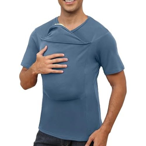 Mens Baby Carrier Shirt Dad Shirt for Men Short Sleeve Pocket Tee Shirts