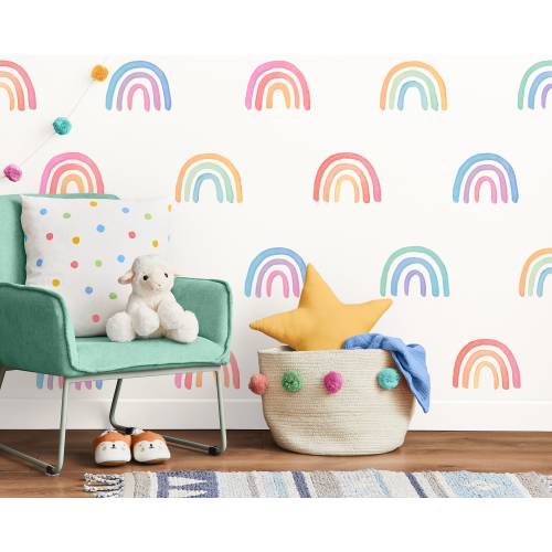 Watercolor Rainbow Wall Decals - Rainbow Nursery Decor, Reusable Wall Stickers,  Kids Room Wall Art