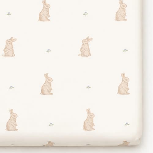 Oilo Crib Sheet, Breathable Turkish Cotton Jersey Fitted, 300 Thread Count, Machine Washable, Designed for Standard Crib Mattresses and Toddler Beds (28" x 52" x 9"), Bunny