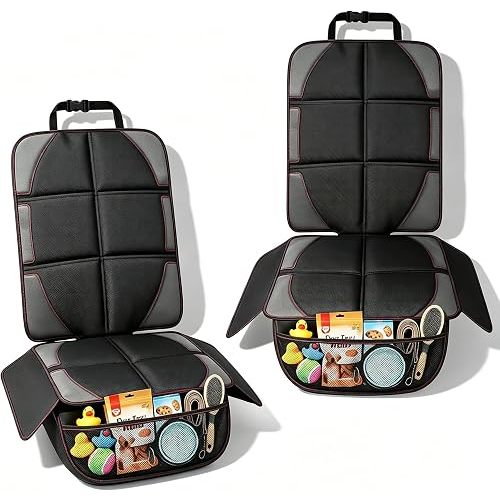 Extra-large Car Seat Protector for Child Car Seat Protector Under Baby Car Seat,Car seat Protector Car Seat Waterproof Cover Universal Durable for Dog Vehicles,Thick Pad,Anti Slip Backing (2 PCS)