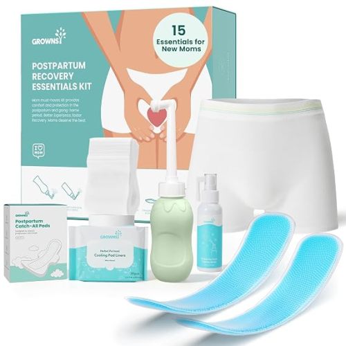 GROWNSY 15pc Postpartum Essentials Recovery Kit for Women, Green