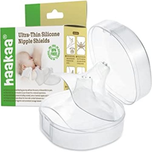 haakaa Nippleshield Silicone Nipple Shields for Breastfeeding with Carry Case Ultra-Thin Super-Soft (18mm, 2pk)